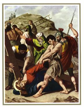 Novena estación Jesús cae por tercera vez con la cruz Considera la tercera caída de Jesucristo.