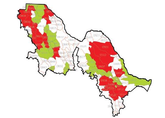 Sólo 6 de los 144 municipios tienen un alto grado de marginialidad; localizándose todos ellos en el estado de