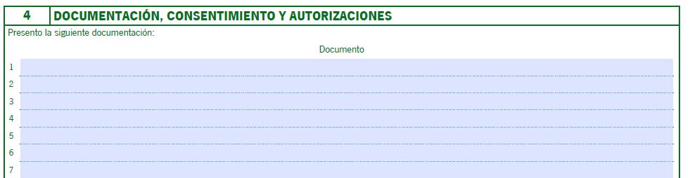 Agricultura, Pesca y 4.4. Apartado 4. Documentación, consentimiento y autorizaciones.