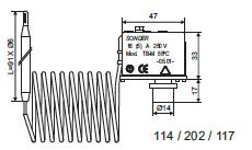 Termostatos limitador (rearme): TB-M 95ºC Código (23.028) Caja 47x33x27mm.