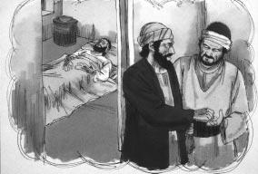 ver. 35 Jesús: Al día siguiente el samaritano sacó dos monedas, se las dio al dueño del