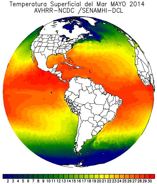Condiciones Oceanográficas en el Pacífico Tropical La Temperatura Superficial del Mar (TSM), continuó mostrando una tendencia al calentamiento en gran