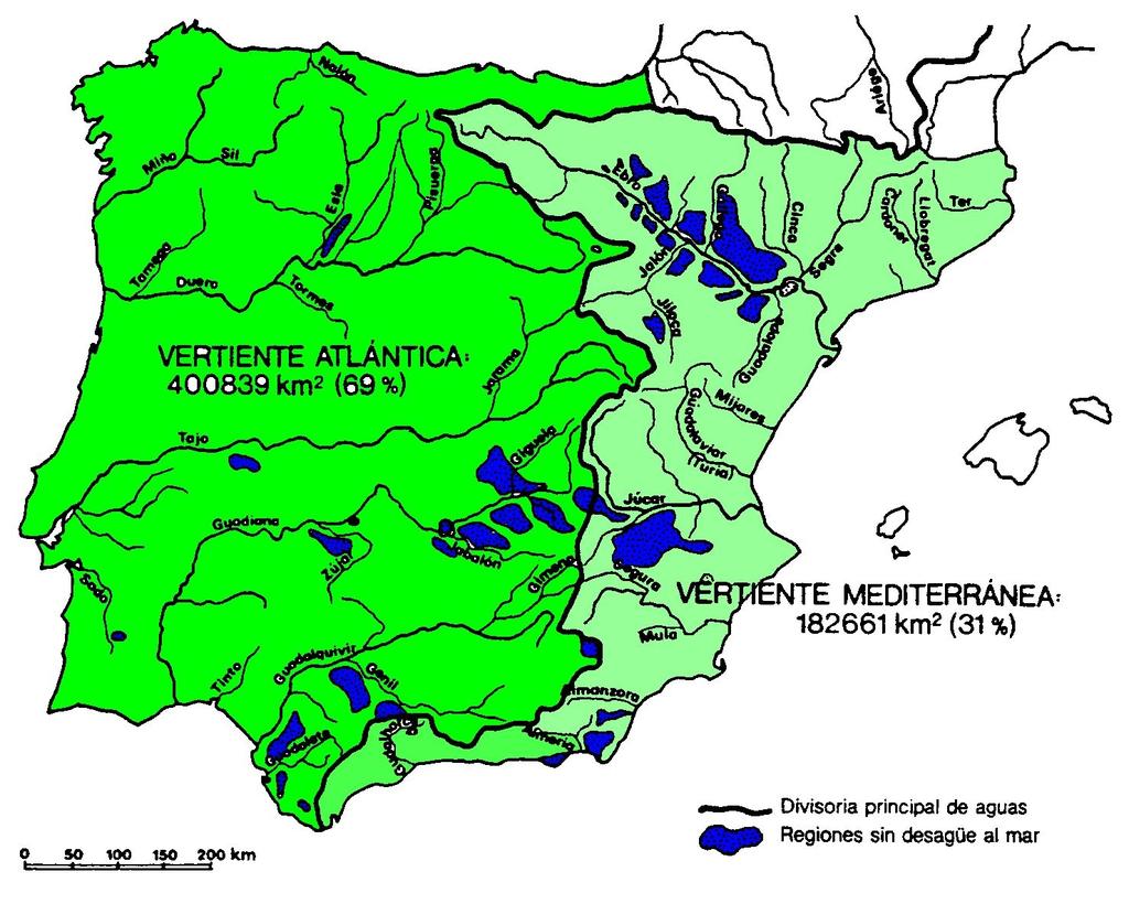 TEMA 7. LAS AGUAS Y LA RED HIDROGRÁFICA EN ESPAÑA. La red hidrográfica española presenta una serie de características: 1.