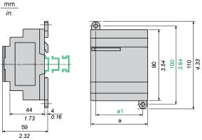 Esquemas de dimensiones Fuentes de alimentación industriales Dimensiones a en mm a en pulgadas a1 en mm a1 en in ABL8MEM05040 54 2.