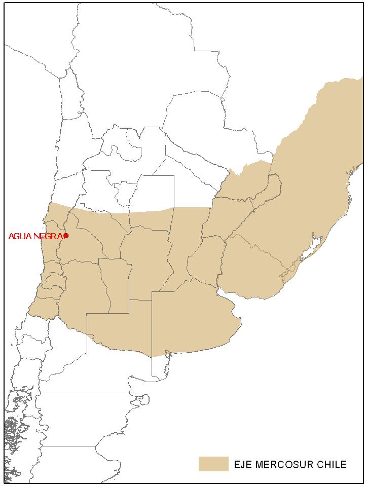 Paso de Agua Negra Se ubica a 262 km de la ciudad de San Juan, en el Dto. Iglesias en Argentina y al este de la Provincia de Elqui en la Región de Coquimbo Chile.