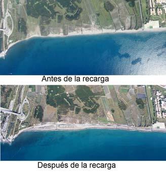 2- Playas de Granada y la Cagailla (Salobreña-Motril): Ante el continuado retroceso de ambas playas, en el año 2014 se proyectó la alimentación de arena de ambas mediante el trasvase de material