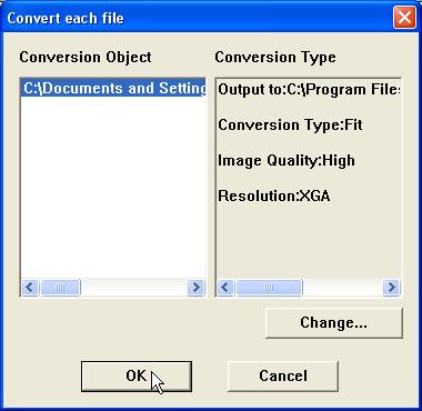 Capítulo 9 Funciones de visualizador por red 2 Cuando desee convertir archivos de a uno, seleccione primero una imagen de previsualización y luego haga clic en Convert each file.