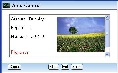 La imagen de previsualización no aparecerá cuando se ajusta Display OFF. (+p.121) 1. Haga clic en el botón Start para comenzar la exhibición automática.