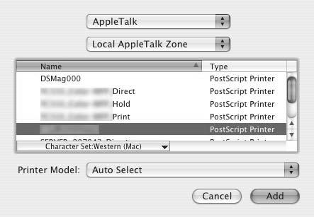 4 INSTALACIÓN DE LOS CONTROLADORES DE IMPRESORA PARA MACINTOSH Configuración de la impresión AppleTalk (Mac OS X 10.2.4 a 10.3.x) A continuación se describe el procedimiento para Mac OS X 10.3.x. El procedimiento es el mismo si se utilizan sistemas de Mac OS X 10.