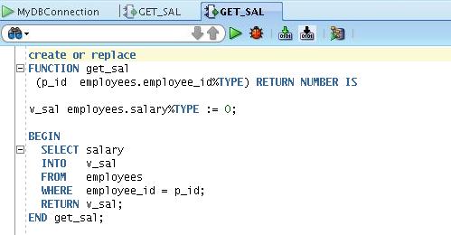 Nota Para crear una nueva función en SQL Developer, también puede introducir el código en SQL Worksheet y, a continuación, hacer clic