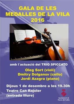 desembre de 2016 Actuació del Trio Spiccato format per Oleg Sort (violí), Dmitry Dolganov (cello) i Jordi Azagra (piano) al teatre Can