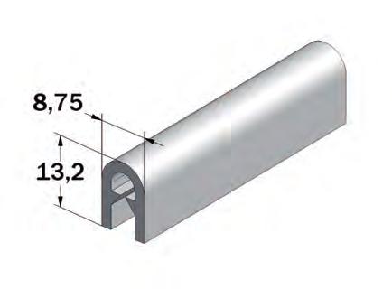 Perfiles clips Profili ad incastro Clips PVC con a armadura metálica Profilo copri bordo in PVC con rinforzo metallico Enganche garantizado : 1,5-3