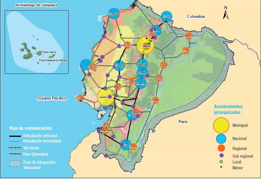 Mapa de Jerarquía de Asentamientos Humanos del Ecuador Fuente:
