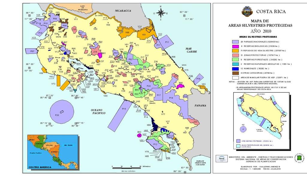 Cobertura de Areas Protegidas Costa Rica Source: Costa Rica s Action Plan for Implementation of the