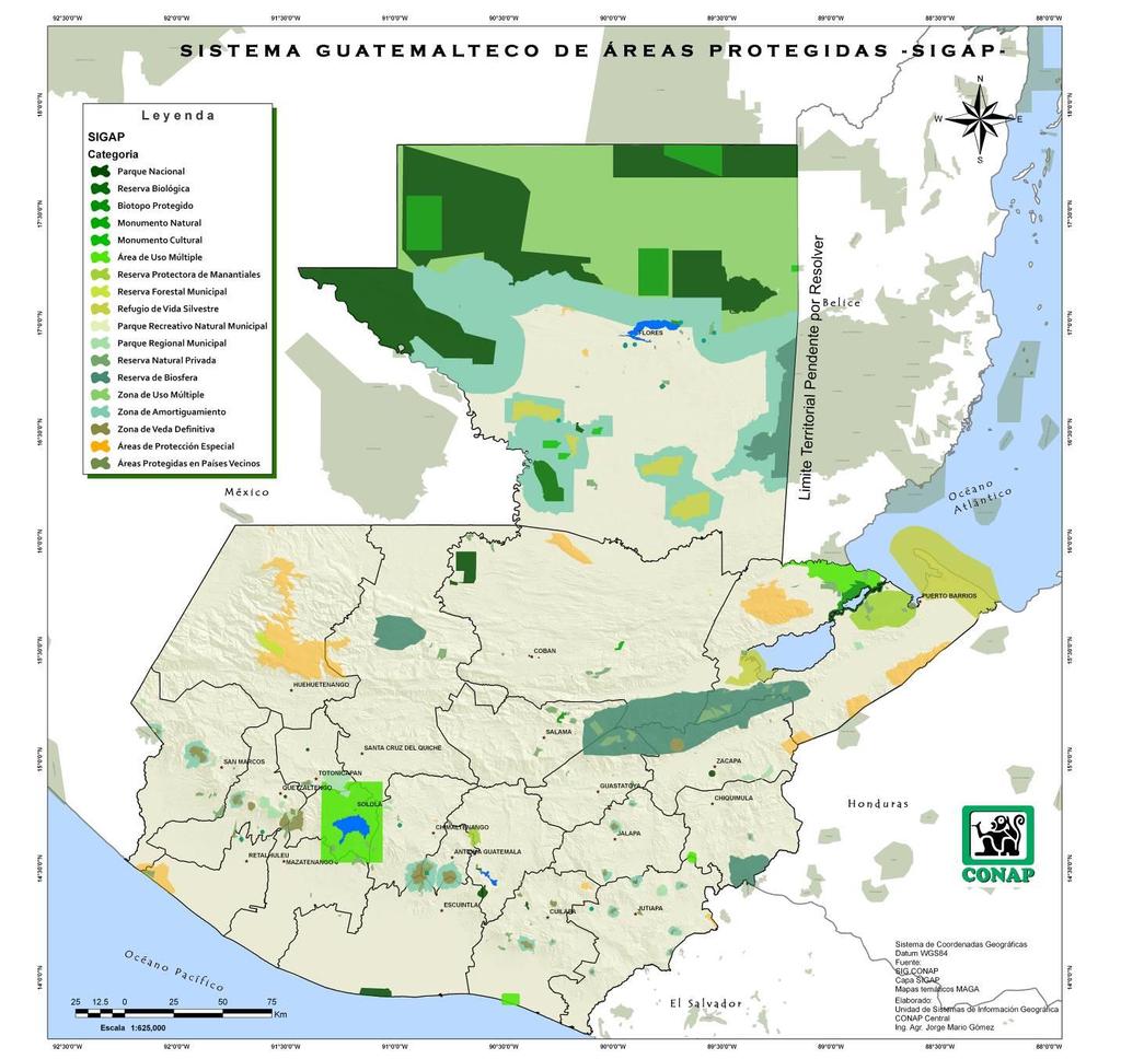 Cobertura de Areas Protegidas Guatemala Source: Guatemala s Action Plan for Implementation of the