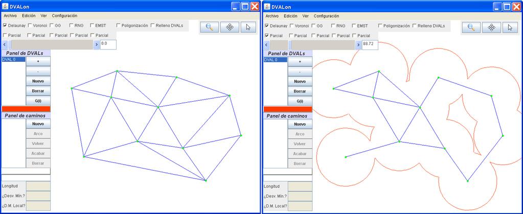 80 CAPÍTULO 5. MANUAL DE USUARIO por nuestra aplicación: triangulación de Delaunay, grafo de Gabriel, grafo de vecindad relativa y árbol generador mínimo euclídeo respectivamente. 5.2.1.