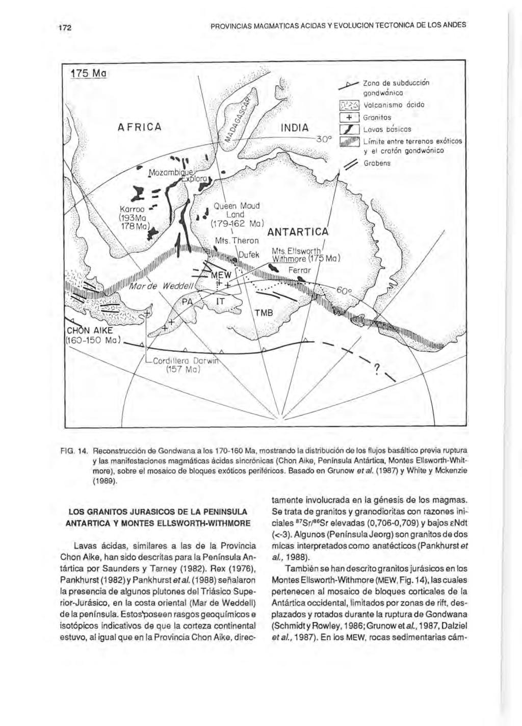 172 PROVINCIAS MAGMATICAS ACIDAS y EVOLUCION TECTONICA DE LOS ANDES 175 Ma A FRICA..,p- Zona d?