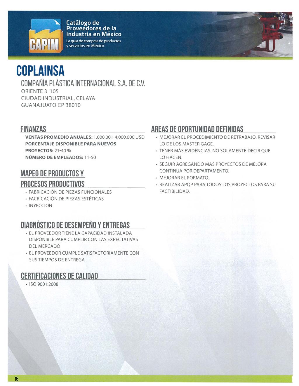 COPlAINSA COMPAÑíA PLÁSTICA INTERNACIONAL S.A. DE C.v.