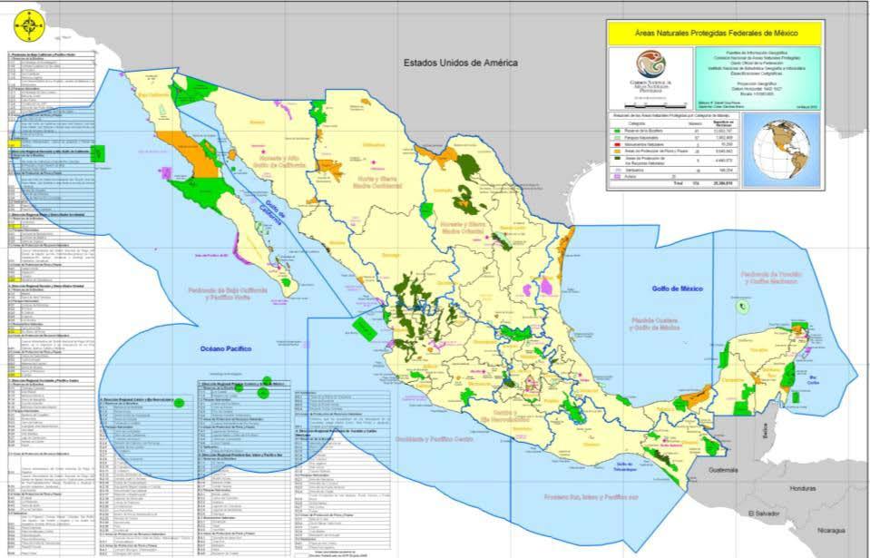 175 Áreas Naturales Protegidas 64 ANPs Marinas y costeras 4 723,060* Hectáreas / Marinas 22.