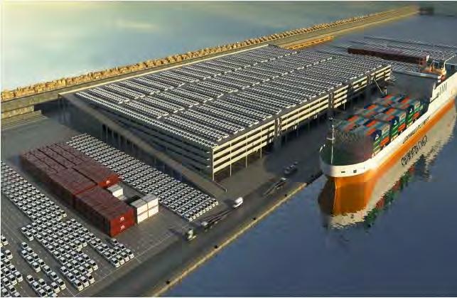 Proyecto de almacén para vehículos en el Puerto de Valencia 200.000 metros cuadrados Capacidad para 10.