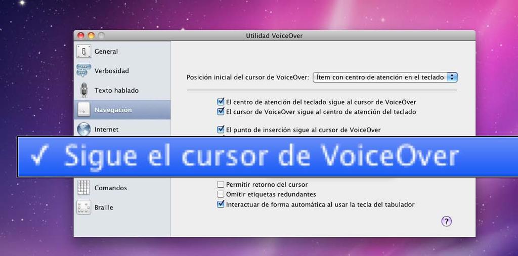 -Figura 15-2.4.2. Configuracions del quadre d utilitats de VoiceOver Ací es detallen totes les opcions de personalització que ofereix VoiceOver.