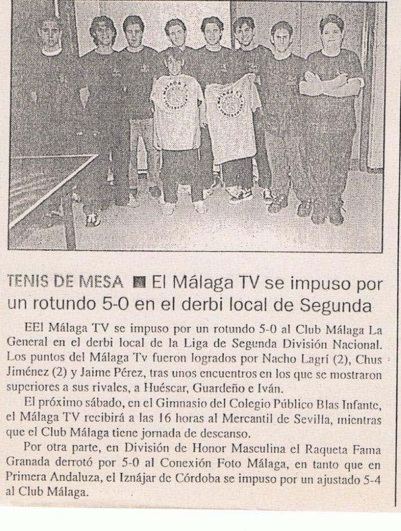 En 1996, los niños que estuvieron en el campeonato de España de El Ferrol del año 1987 se hicieron cargo del Club, que pasa a denominarse Club ciudad Jardín Tenis de Mesa de Málaga y se hace con un
