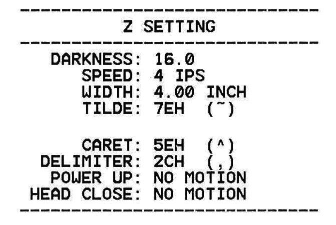 Información de configuración ZPL Oscuridad de impresión Velocidad de impresión (pulgadas/s) Tamaño de
