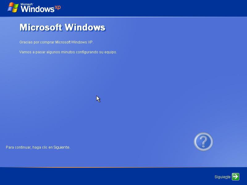 Paso 8 Aparece la pantalla de Microsoft Windows. Haga clic en Siguiente.