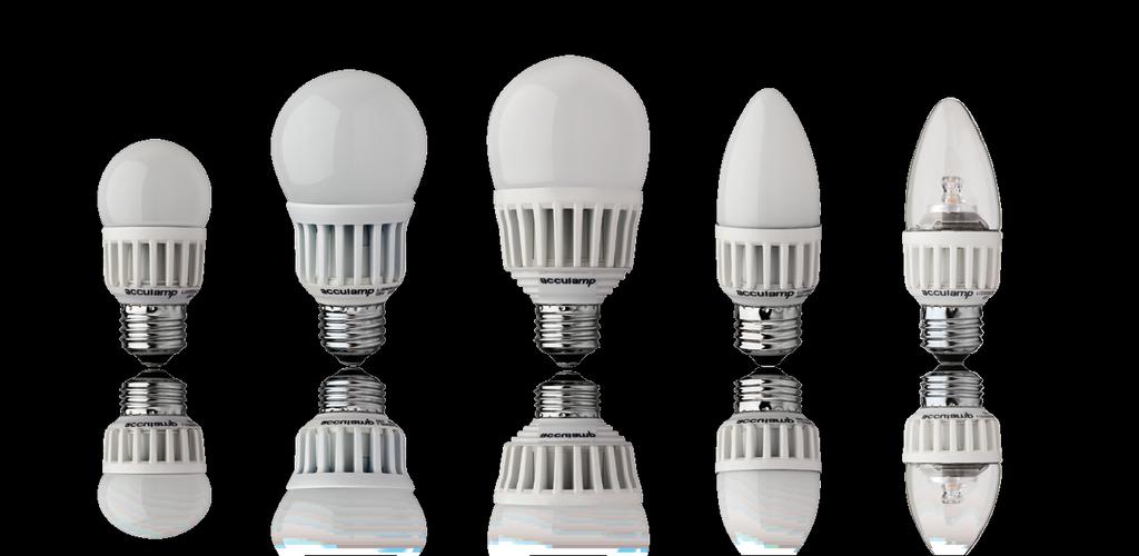 Serie A de Acculamp La Serie-A de Acculamp está disponible en configuraciones de velas decorativas A15, A19 y A21.