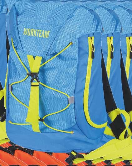 Two side pockets with zip closing. Two Load adjuster straps. Whistle. Combined in high visibility. Reflective details. /Amarillo A.V.