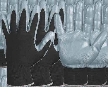 Nitrile covered glove. Cotton back.