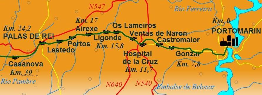 2ª ETAPA PORTOMARIN PALAS DE REI 23 Km 150610 El horario de salida como siempre a las 8 después del desayuno, el autobús nos llevará a Portomarín para iniciar la etapa.