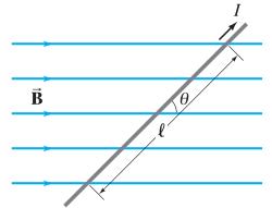 a. Determine la magnitud del campo magnético en R. 38. Un alambre que conduce una corriente eléctrica (I) es perpendicular a un campo magnético de magnitud B.