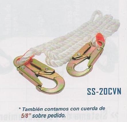 >> PROTECCIÓN CONTRA CAÍDAS DE ALTURA Equipo de Posicionamiento >> Cuerda de Posicionamiento Cuerda fabricada en nylon. Cuenta con 2 ganchos de acero con doble seguro.
