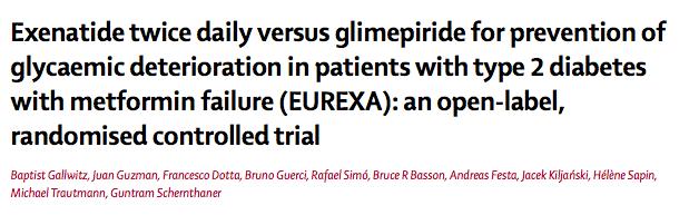EUREXA trial ADA/Lancet Dr. Schernthaner 1.! AC més llarg amb Anàleg GLP1 (4.5 anys) 2.