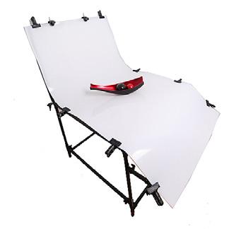 desdóblelo Una gran alternativa a la mesa fotográfica Práctico y sencillo de transportar Incluye 4 cubiertas (blanca, negra, roja, azul) Para productos de hasta 100cm