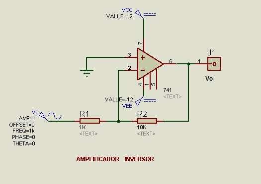 4. AMPLIFICADOR SUMADOR En este amplificador usando el operacional 741 se aplican las señales V1 y V2 por la entrada inversora (-) y las ganancias se definen por las resistencias R1, R2 y RF.