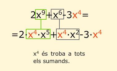 5. Descomposició factorial Treure el factor comú en una potència de x S'anomenen divisors impropis d'un polinomi P(x), amb coeficients en IR, els nombres reals i els polinomis obtinguts de
