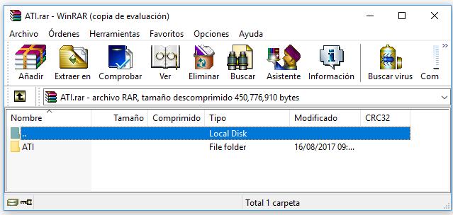 Otra opción para trabajar con Winrar es desde la barra de herramientas o desde la barra de menú, solo se requiere abrir el archivo comprimido, y nos aparecerán todos los documentos o archivos que lo