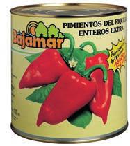 PIMIENTOS del piquillo RED PEPPERS PIQUILLO PIMIENTOS DEL PIQUILLO ENTEROS EXTRA WHOLE RED PEPPERS PIQUILLO EXTRA 629 - lata / tin CAPACIDAD Capacity 2.650 ml PESO NETO Net weight 2.