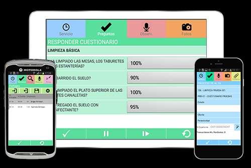 CleanTec/ Movilidad CleanTec/Apps Encargado Permite desde las diferentes PDAs, la introducción de partes de servicios, rellenar cuestionarios, check-list de calidad, llevar el control de asistencia y