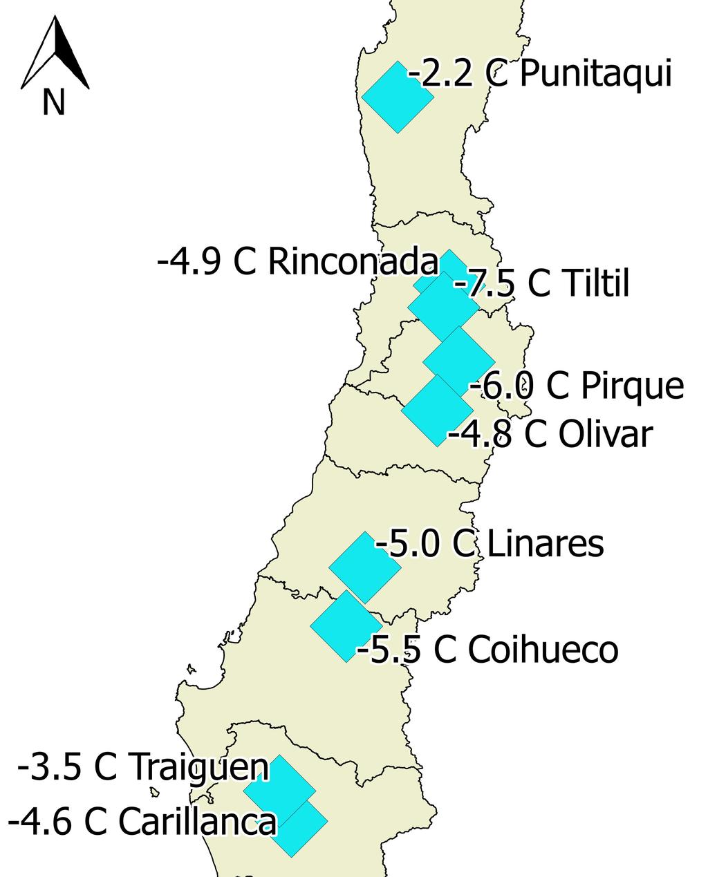 Régimen Térmico Monitoreo de Heladas Resumen del mes Durante julio de 2017, se registraron heladas en gran parte del tramo entre las Regiones de Coquimbo y Los Lagos, concentradas principalmente en