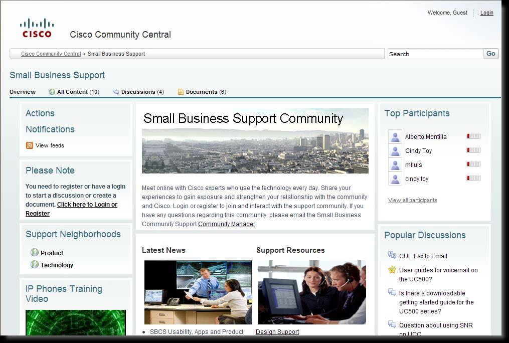 Small Business Support Community Aumentamos la productividad y la satisfacción del cliente mediante la Web 2.