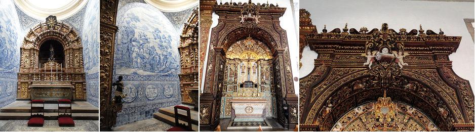 La capilla de Nossa Senhora do Rosário con un retablo formado un arco de medio punto, que tiene intercaladas en su arquivoltas cabecitas aladas de angelitos y que conforma una hornacina donde se