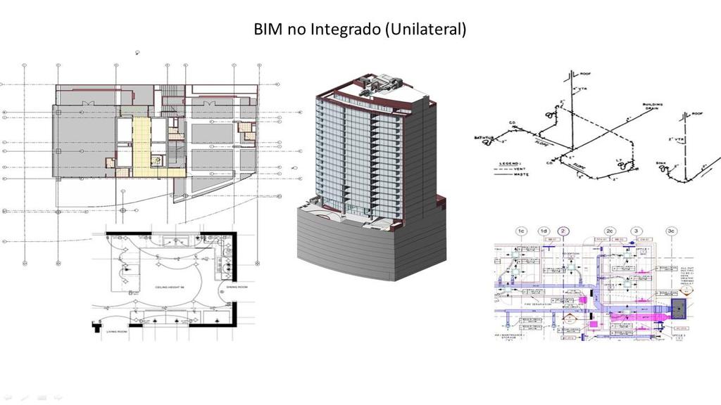 BIM no integrado (Unilateral): Caso cuando una compañía del ciclo de proyecto es la única que aplicará la tecnología BIM.