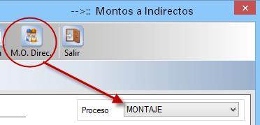 Catálogo del módulo de costos, continuación Catálogo de Montos a Indirectos, continúa 7 Para registrar la mano de obra directa, realizar lo siguiente: a) Haz clic en el ícono M.O. Direc.