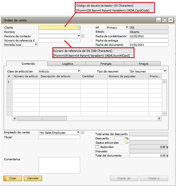 Al posicionar el mouse sobre el número de referencia del cliente podemos ver que el formulario