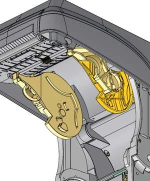 El orificio del adaptador debe estar alineado con la montura del rollo para el soporte del rollo, la parte más amplia del