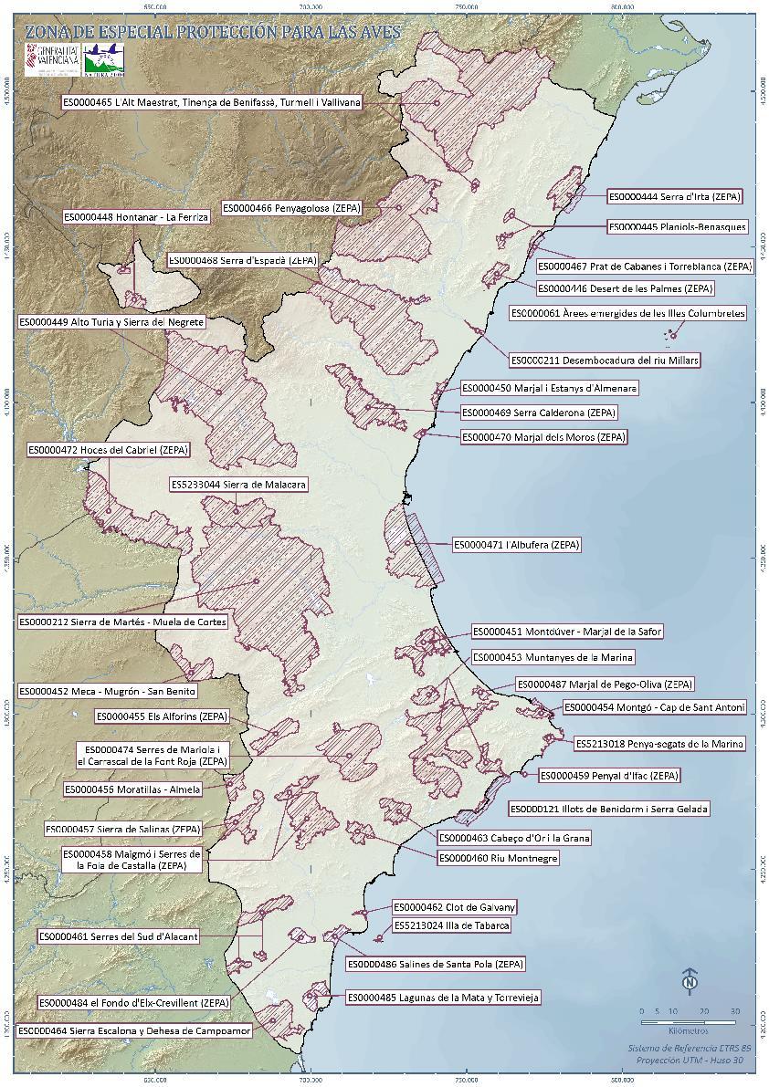 Figura 12. Mapa de Zonas de Especial Protección para las Aves de la Comunidad Valenciana. 5.