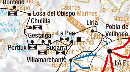 Los cuales quedan definidos en la siguiente tabla: Municipio Emplazamiento Losa del Obispo 1. Hoya Hermosa Chulilla 2. Sierra de los Bosques (I) Chulilla 3. Sierra de los Bosques (II) Chulilla 4.